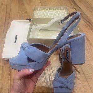 Brand new limited edition Margaux suede French blue platform sandal